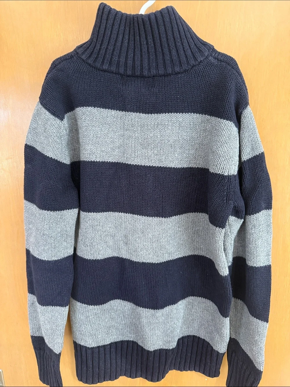 Polo by Ralph Lauren Navy & Gray Striped Quarter-Zip Sweater